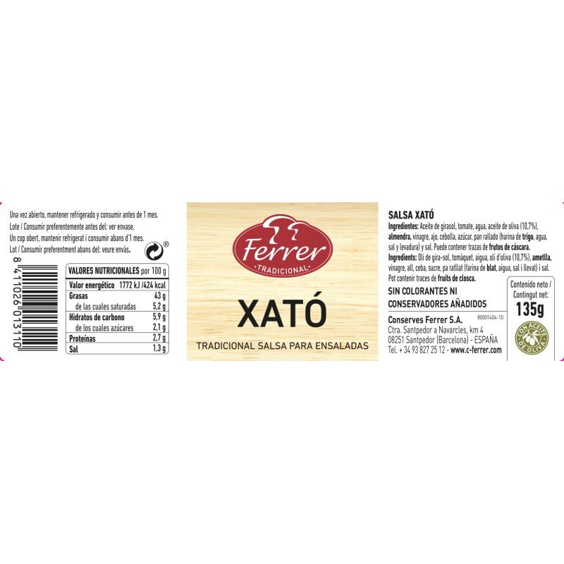 SALSA XATÓ TARRO 135gr.
